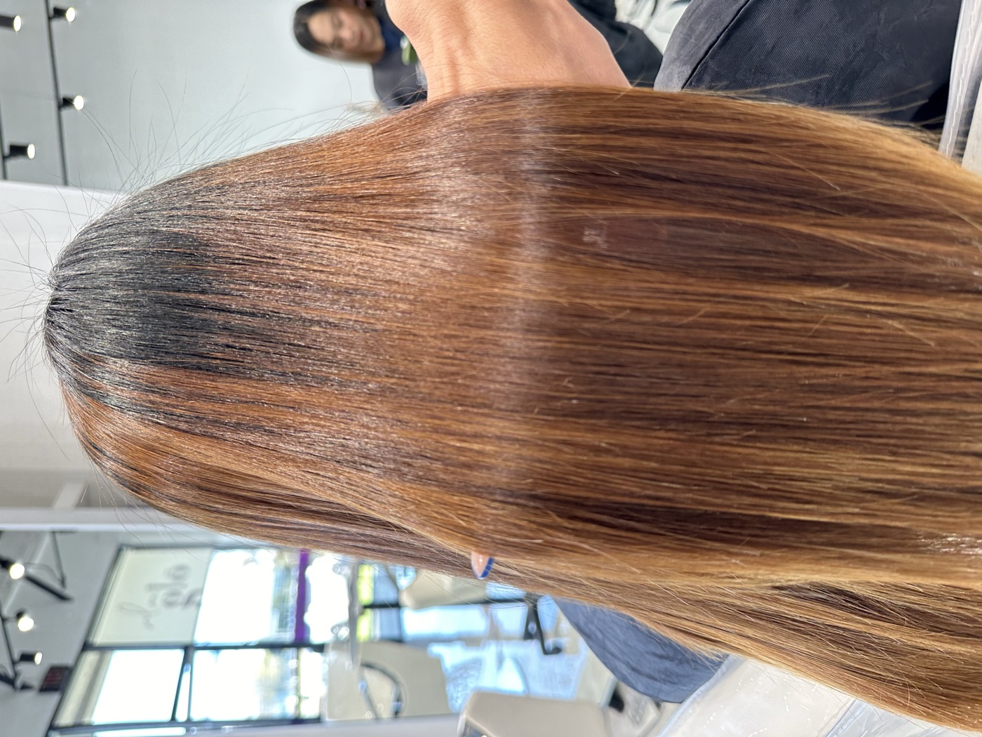 Long caramel-balayage sleek hair